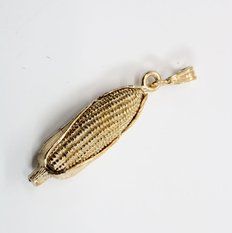 14kt Solid Gold Corn Cob Necklace with Gold Corn Cob