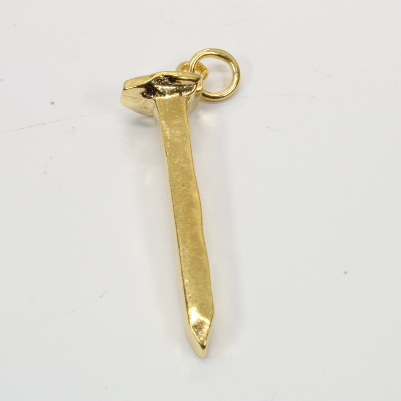 Gold Railroad Spike Necklace for Him with 14kt Gold Vermeil Nail