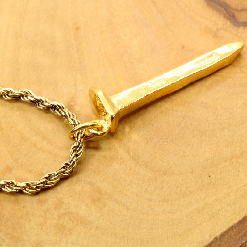 Gold Railroad Spike Necklace for Him with 14kt Gold Vermeil Nail