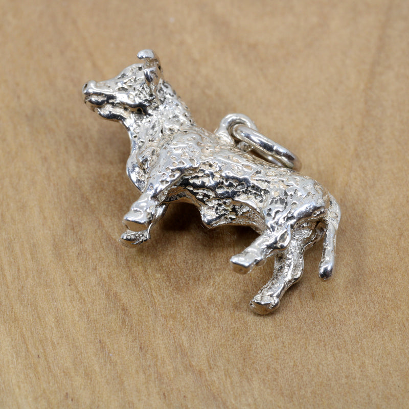 Prize Hereford or Charolais Bull Charm in Solid 925 Sterling Silver