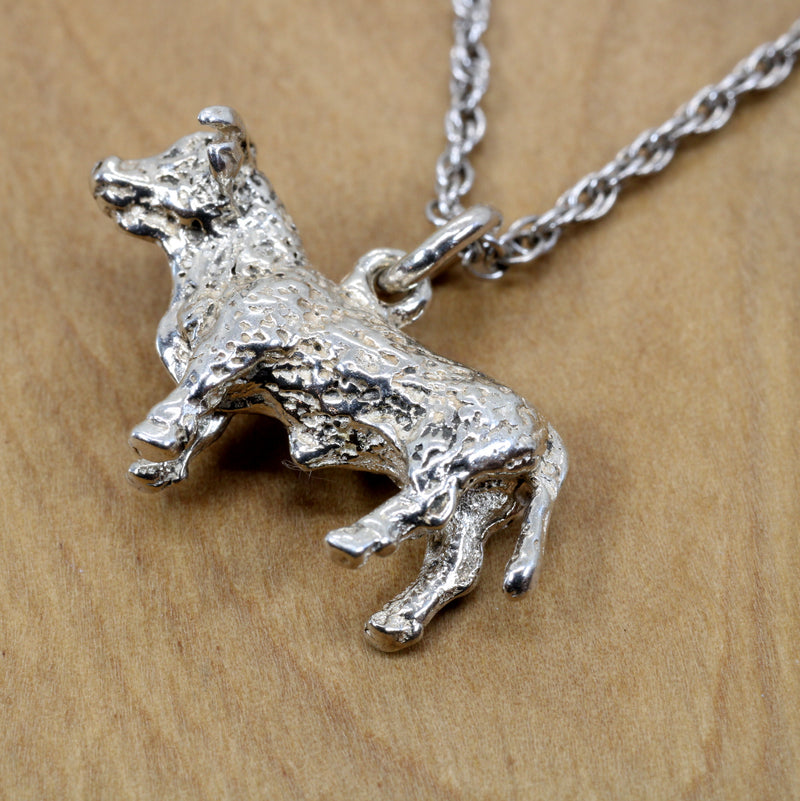 Prize Hereford or Charolais Bull Necklace in Solid 925 Sterling Silver