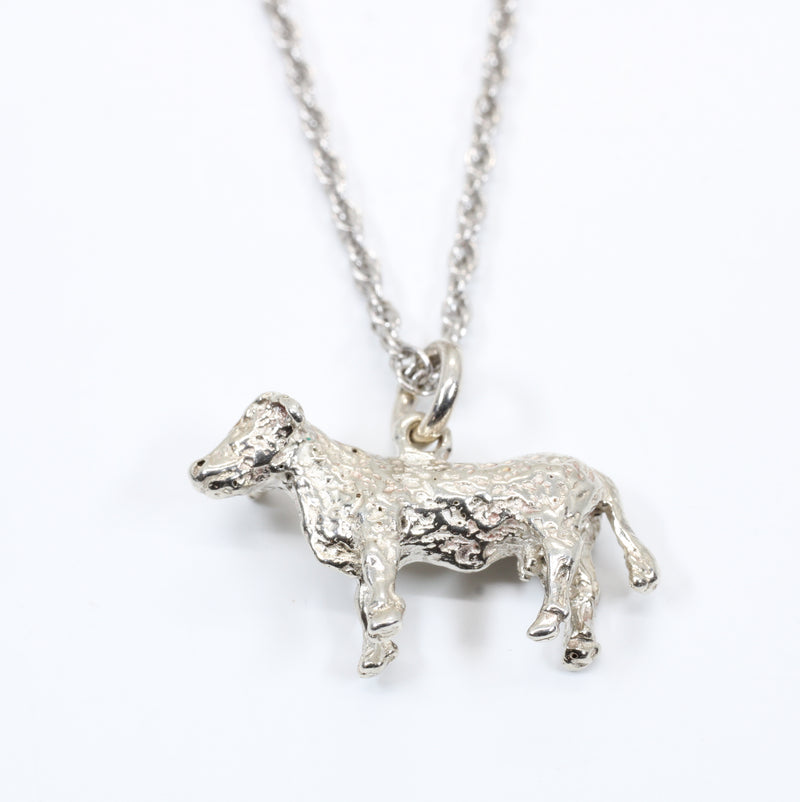 Hereford or Charolais Cow Necklace or Charm in Solid 925 Sterling Silver
