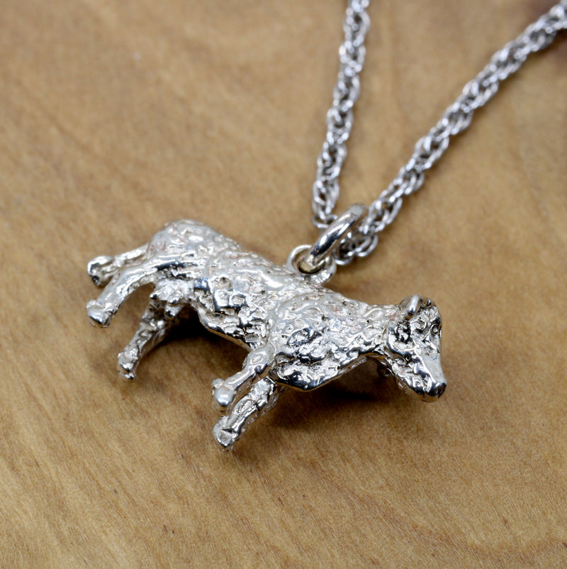 Hereford or Charolais Cow Necklace or Charm in Solid 925 Sterling Silver