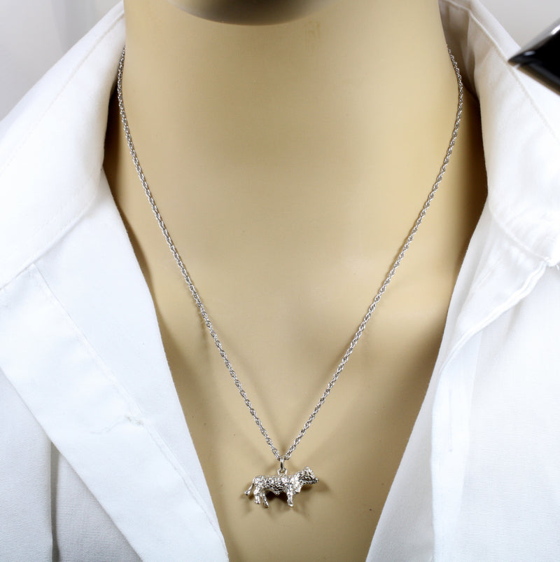 Hereford or Charolais Cow Necklace or Charm in Solid 925 Sterling Silver