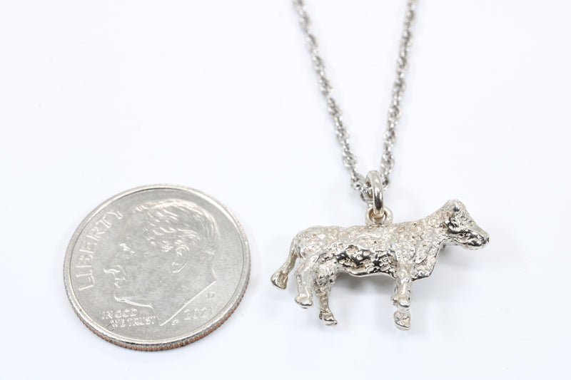 Hereford or Charolais Cow Necklace or Charm in Solid 925 Sterling Silver