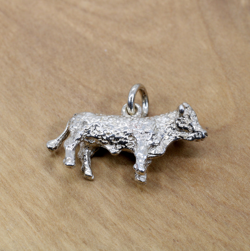 Prize Show Hereford or Charolais Steer Necklace or Charm in Silver