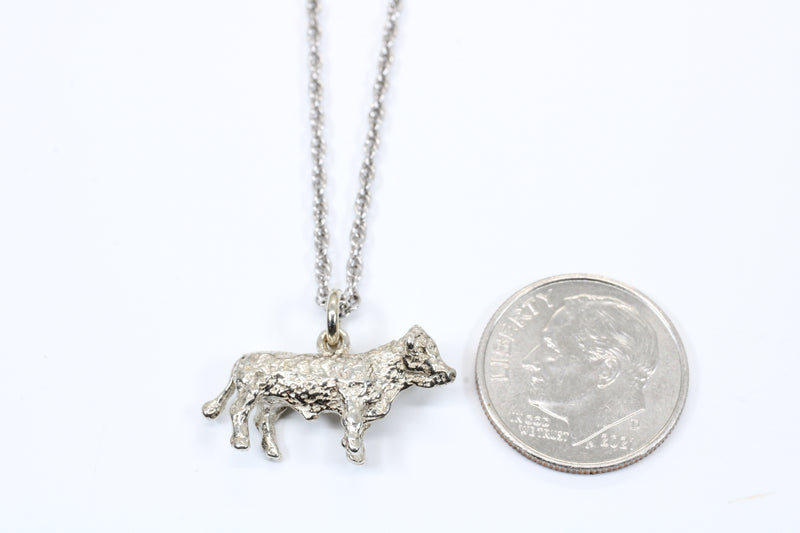 Prize Show Hereford or Charolais Steer Necklace or Charm in Silver