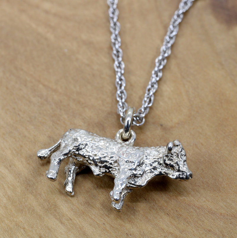 Prize Show Hereford or Charolais Steer Necklace or Charm in Silver