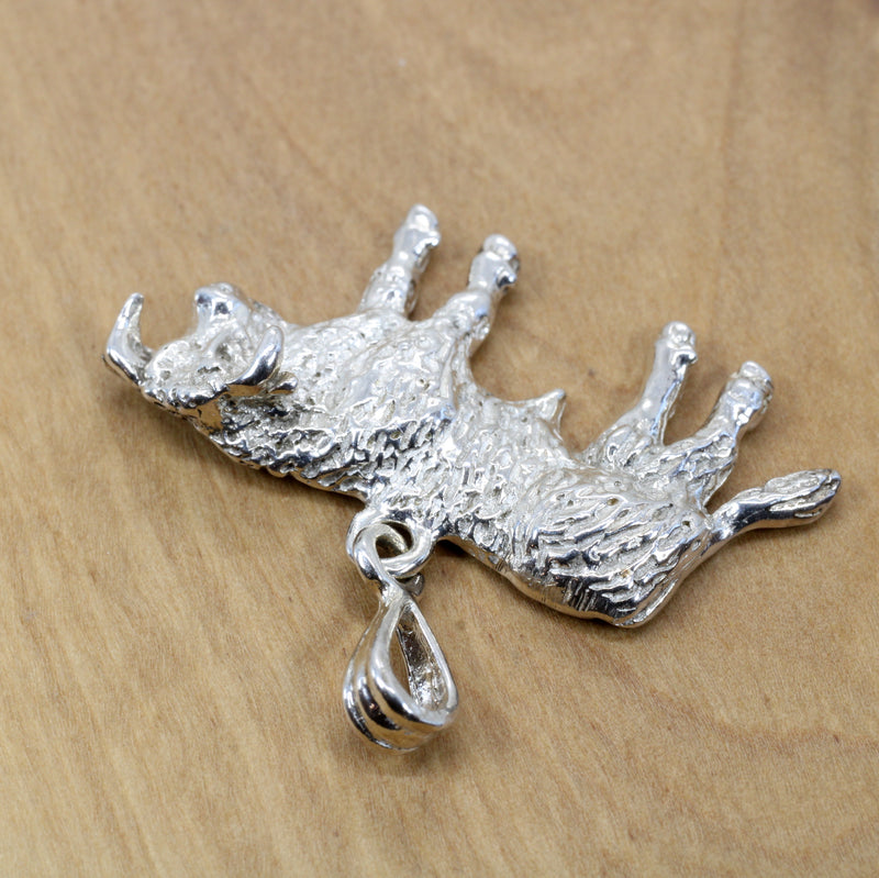 Large Prize Hereford or Charolais Bull Necklace in 925 Sterling Silver