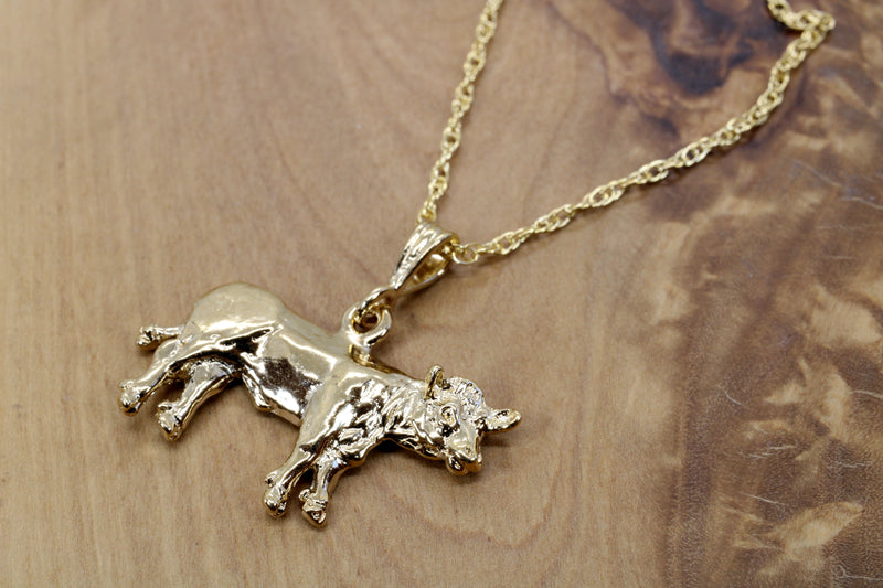Large Show Charolais or Hereford Cow Necklace in 14kt Gold Vermeil