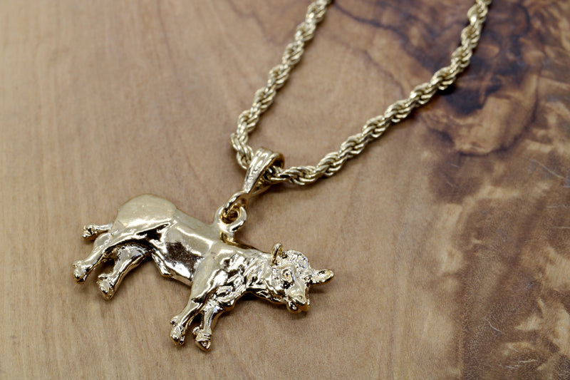 Large Show Charolais or Hereford Cow Necklace in 14kt Gold Vermeil
