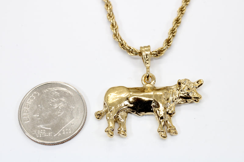 Large Show Charolais or Hereford Cow Necklace in 14kt Gold Vermeil