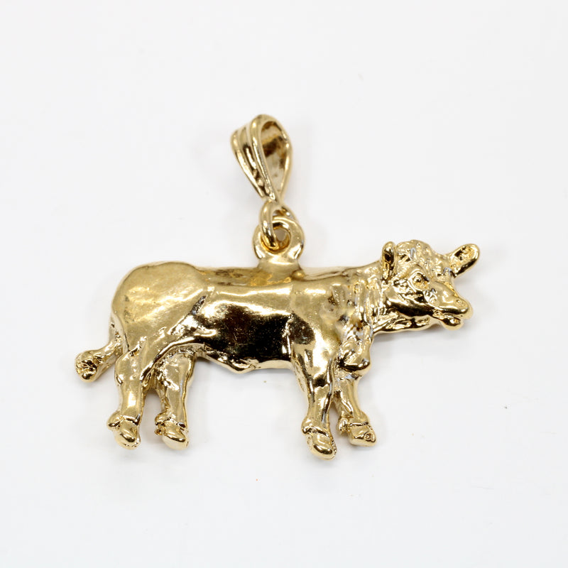 Large Show Charolais or Hereford Cow Necklace in 14kt Gold Vermeil