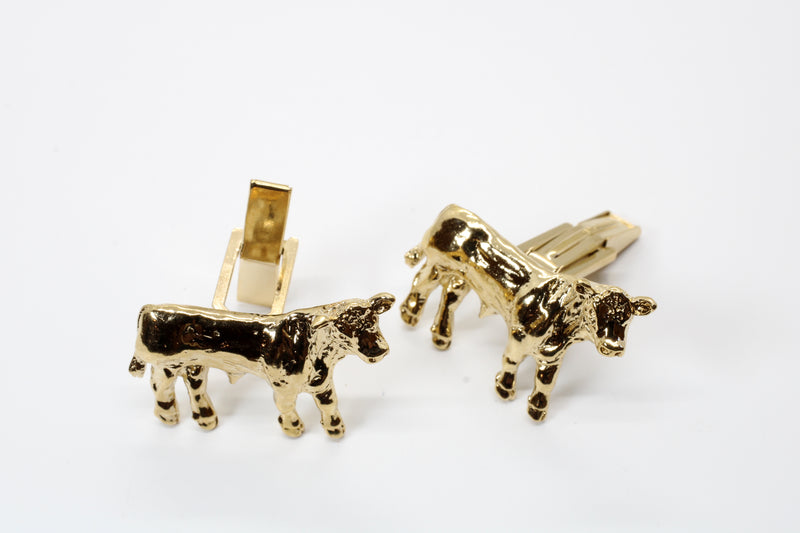 Charolais or Hereford Gold Bull Cuff Links in 14kt Gold Vermeil