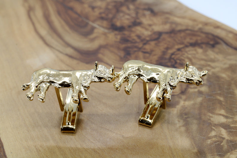 Charolais or Hereford Gold Cow Cuff Links in 14kt Gold Vermeil