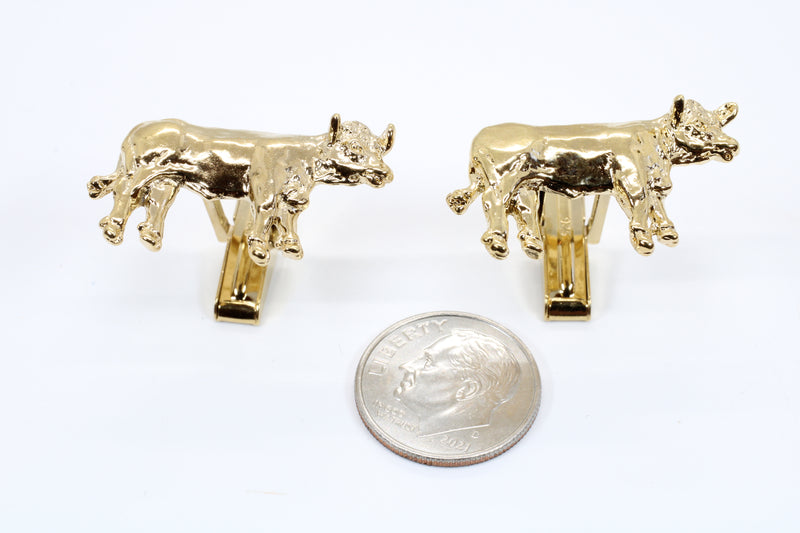 Charolais or Hereford Gold Cow Cuff Links in 14kt Gold Vermeil