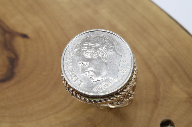 Ladies Fancy Cotton Boll Coin Ring with diamond cotton boll