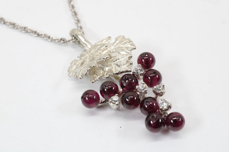 Garnet Grape Cluster Necklace or Earrings made in 925 Sterling Silver