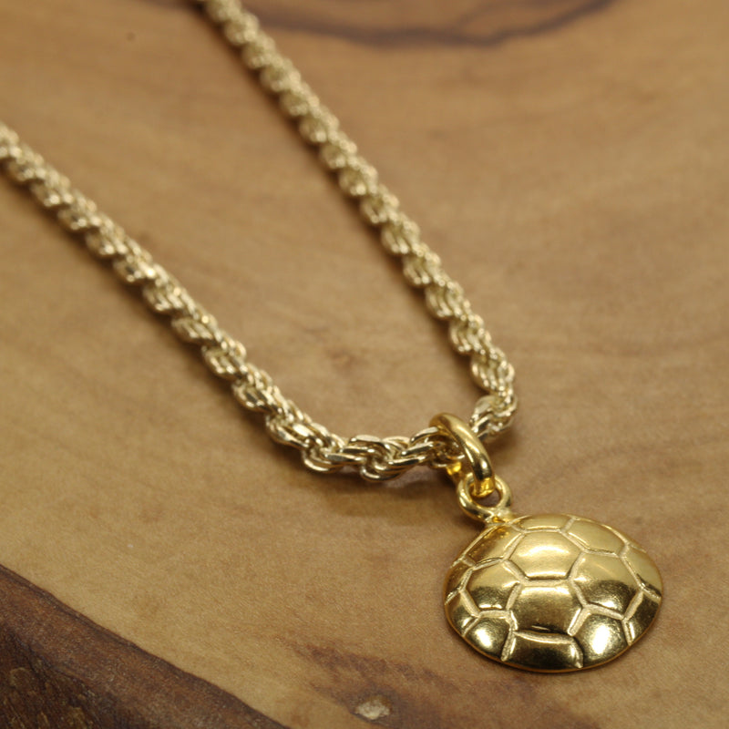 Gold 2D Soccer Ball or Football Necklace made in 14kt gold vermeil