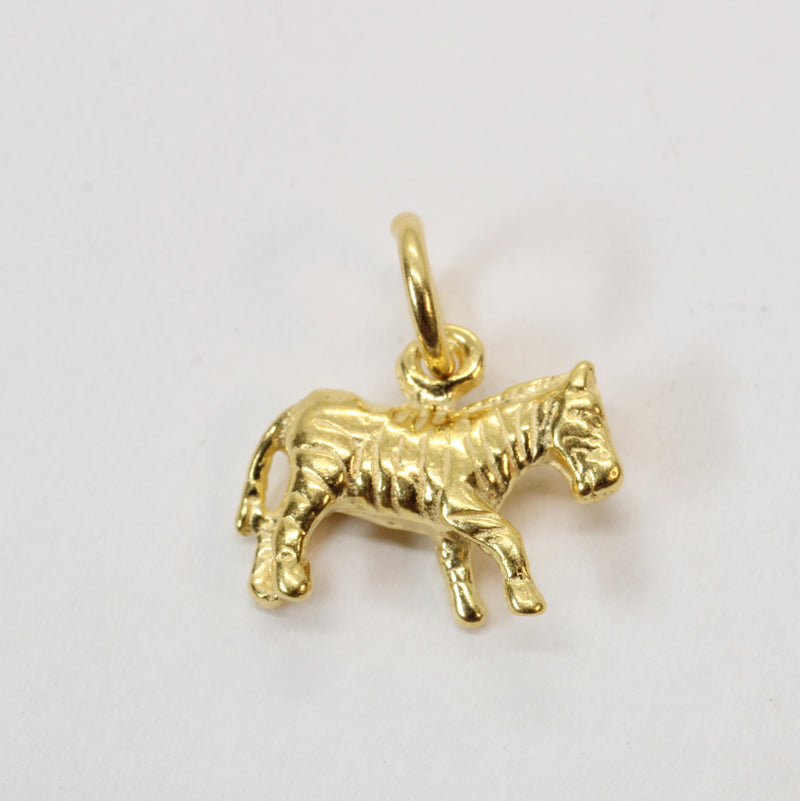 Gold 3-d Zebra Necklace or charm for him or her made in gold vermeil