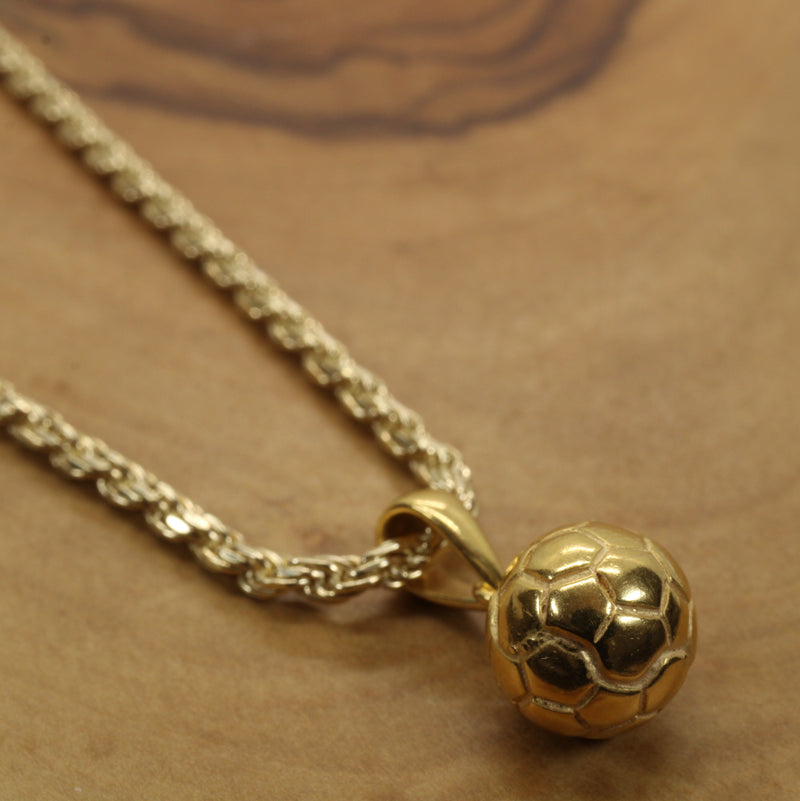 Gold 3D Soccer Ball or Football Necklace made in 14kt gold vermeil