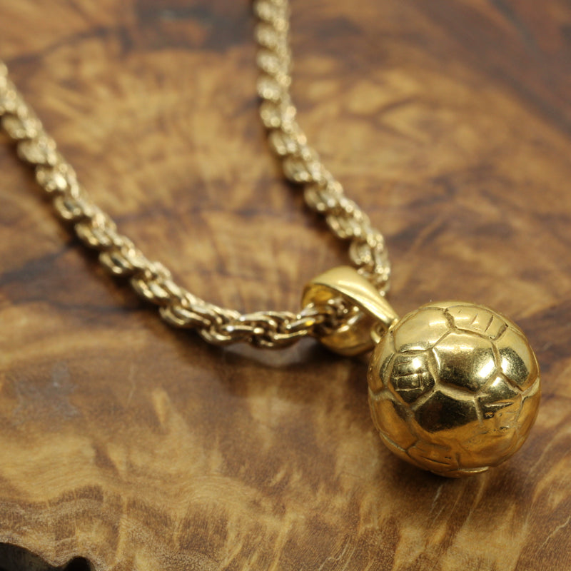 Gold 3D Soccer Ball or Football Necklace made in 14kt gold vermeil