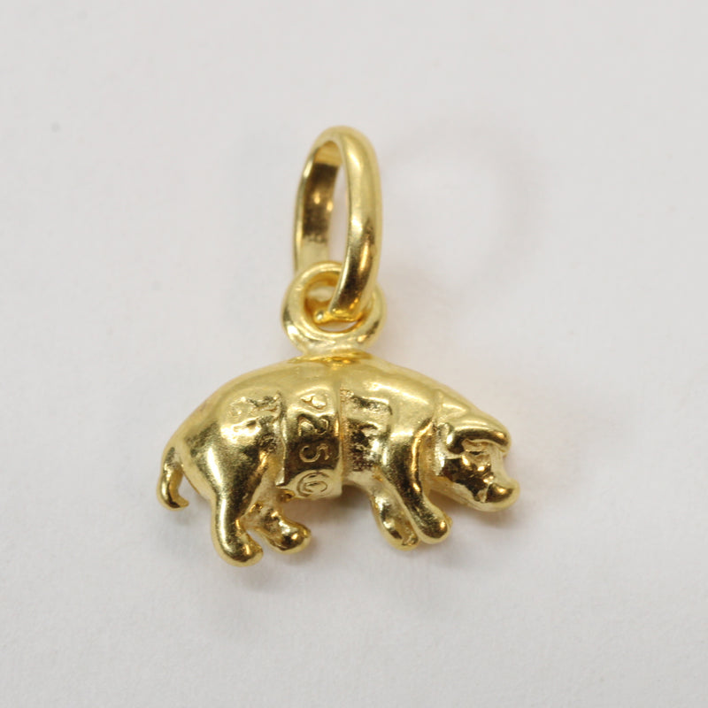 Gold 3-d Pig or Hog Necklace for him or Her in 14kt gold Vermeil