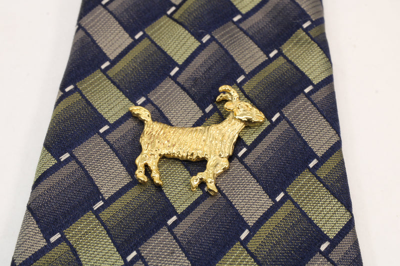 Gold GOAT Tie Tack Greatest of All Time Person 14kt gold vermeil