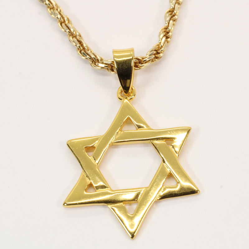 Gold Star of David Symbol Necklace made in 14kt gold vermeil