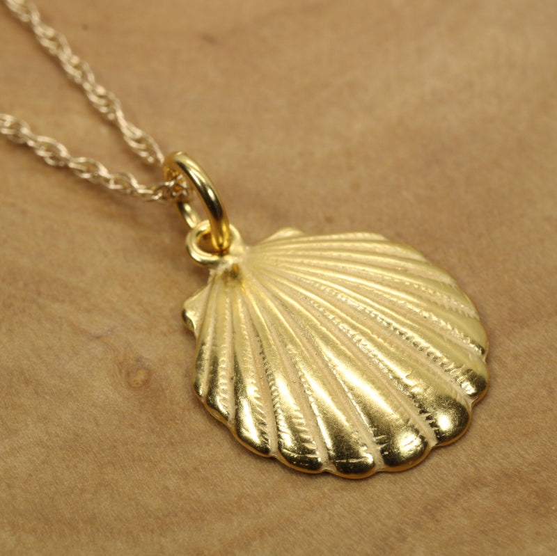 Gold Seashell Necklace or charm for her made in 14kt gold vermeil