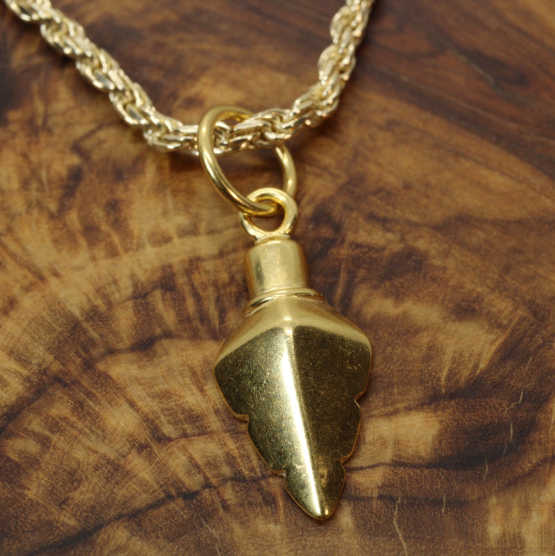 Gold Arrowhead Necklace for him or her made in gold vermeil