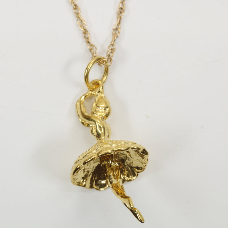 Gold Twirling Ballerina necklace or charm made in 14kt gold Vermeil