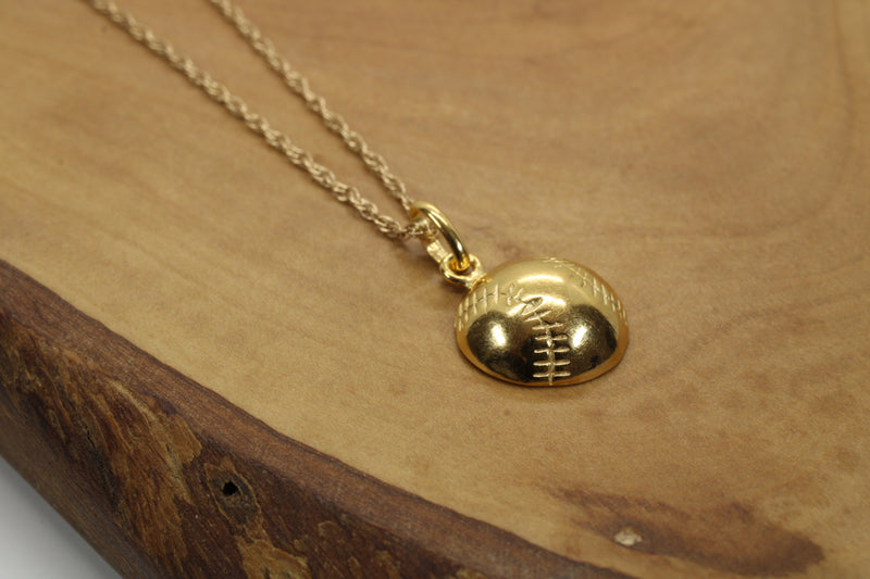 Gold Softball or Baseball Necklace for him or her made in 14kt gold vermeil