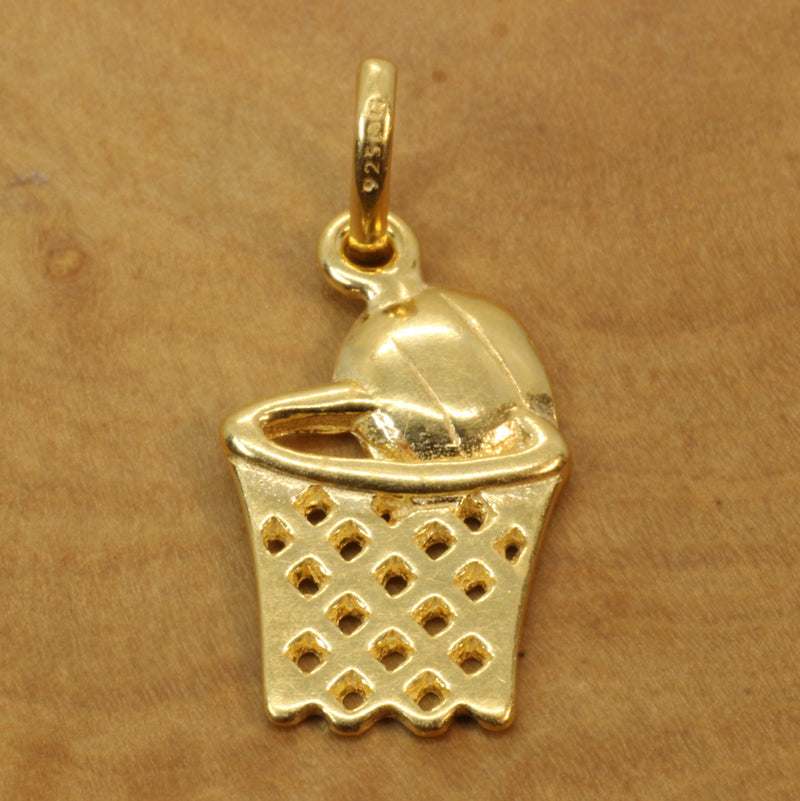 Gold Basketball in Hoop Necklace made in 14kt gold Vermeil for him or her