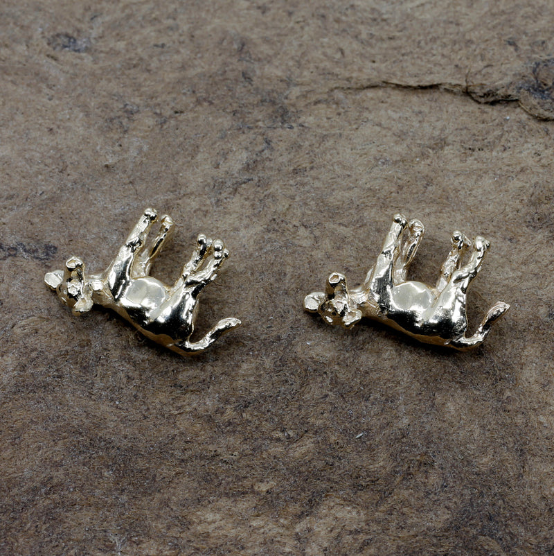 Gold Calf Earrings with 14kt Solid Gold Tiny Calves on stud backs