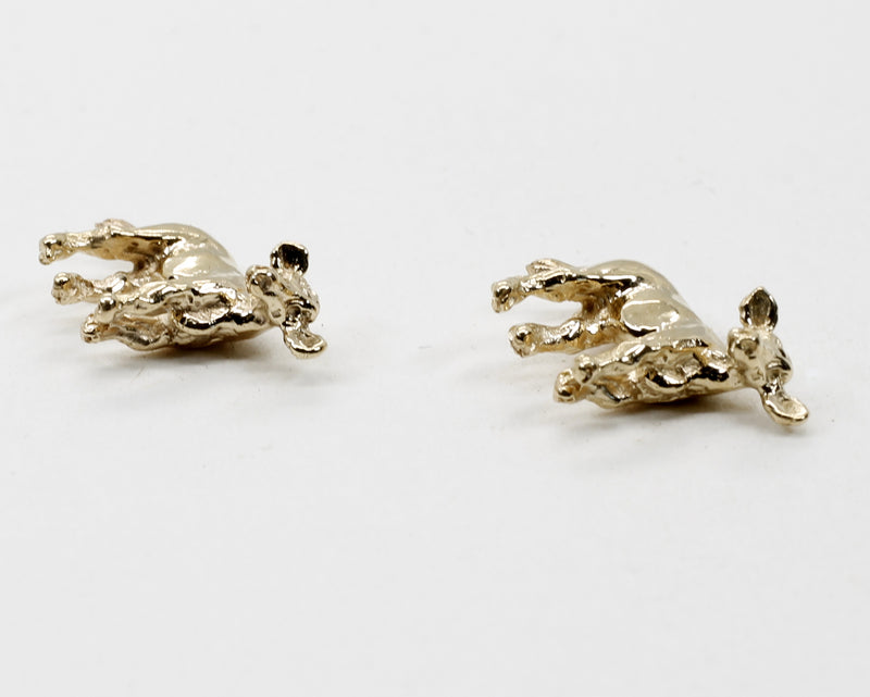 Gold Calf Earrings with 14kt Solid Gold Tiny Calves on stud backs