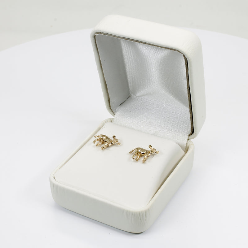 Gold Calf Earrings with 14kt Solid Gold Tiny Calves on stud backs