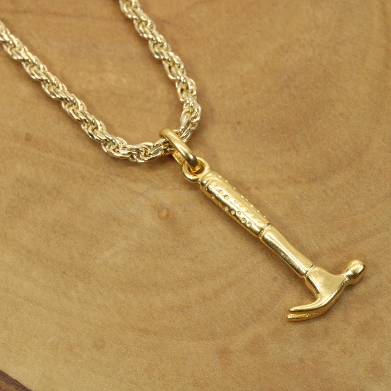 Gold Hammer Necklace for him or her made in 14kt gold vermeil