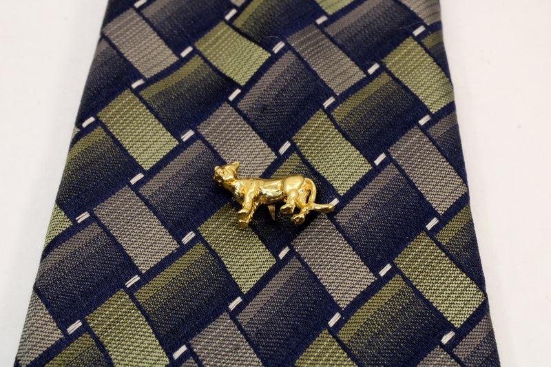 Cougar or Mountain Lion Tie Tack or Hat Pin in 14kt Gold Vermeil