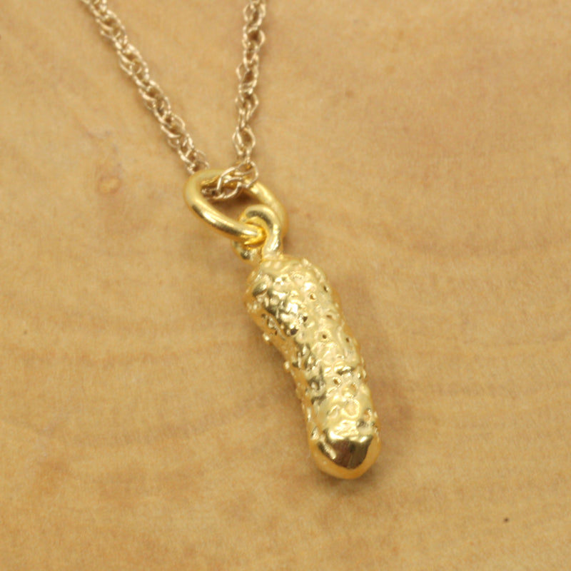Gold Pickle Necklace or Charm for her made in 14kt Gold Vermeil