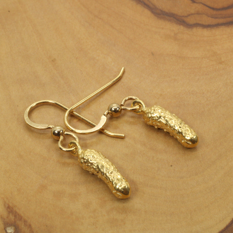 Gold Pickle Earrings for her made in 14kt Gold Vermeil