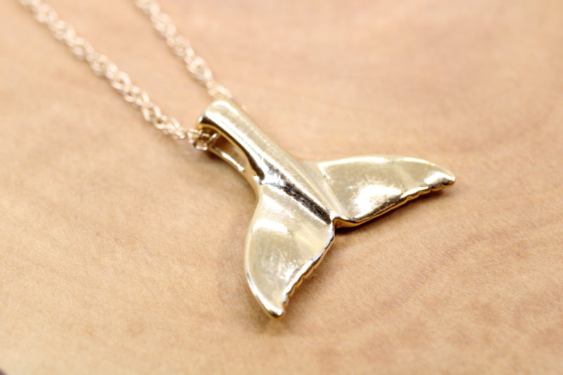 Gold Whale Tail Necklace for her made in 14kt gold vermeil