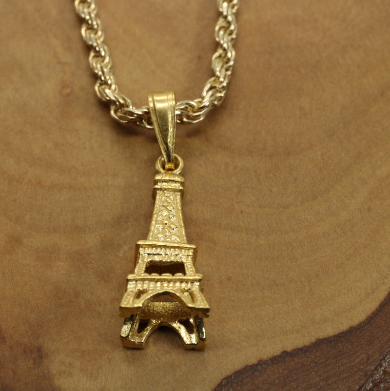 Gold Eiffel Tower Necklace for him or her made in gold vermeil