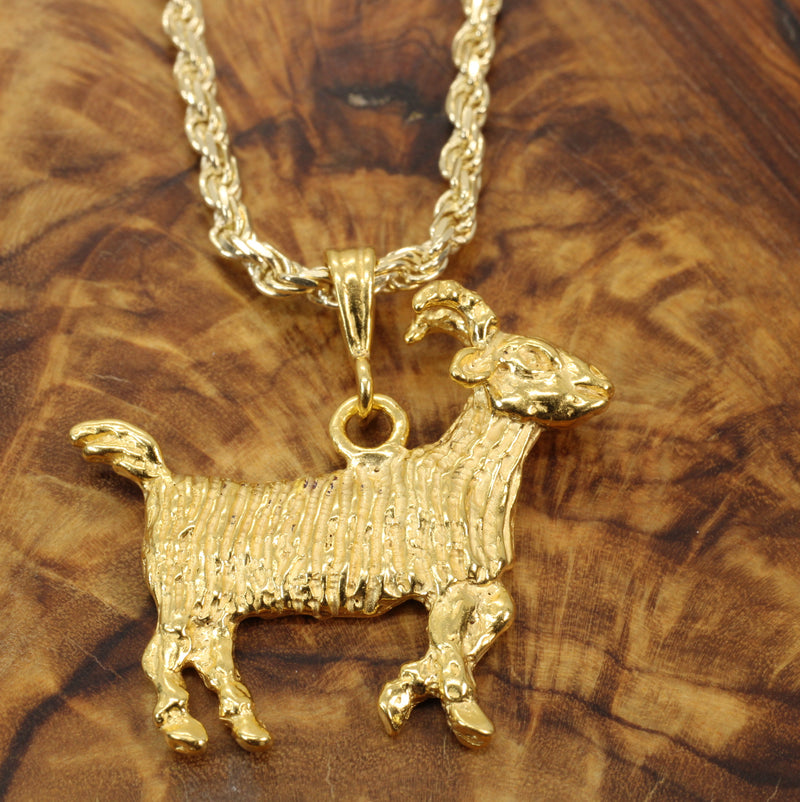 Gold G.O.A.T. Goat Necklace Greatest of All Time Person 14kt gold vermeil