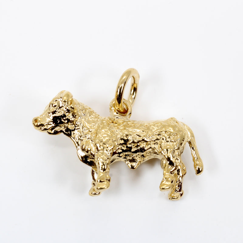 Prize Hereford or Charolais Bull Charm in 14kt Gold Vermeil