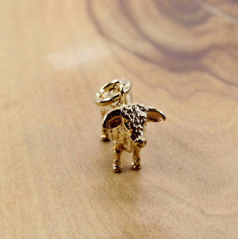 Prize Hereford or Charolais Bull Charm in 14kt Gold Vermeil