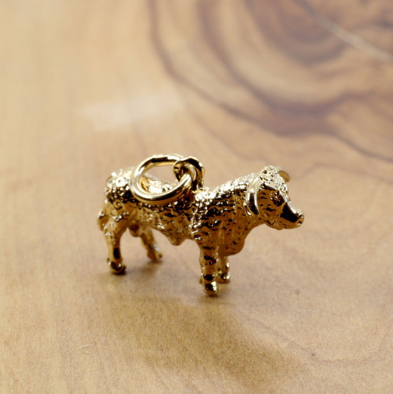 Prize Hereford or Charolais Bull Charm in 14kt Gold Vermeil