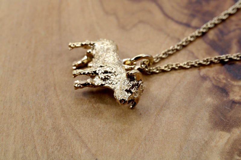 Prize Hereford or Charolais Bull Necklace in 14kt Gold Vermeil