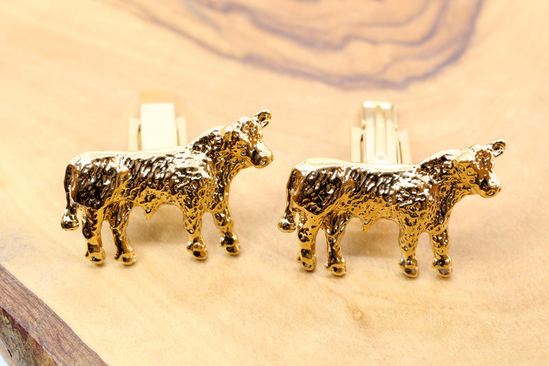 Gold Hereford Steer Cuff Links in 14kt Gold Vermeil for Him