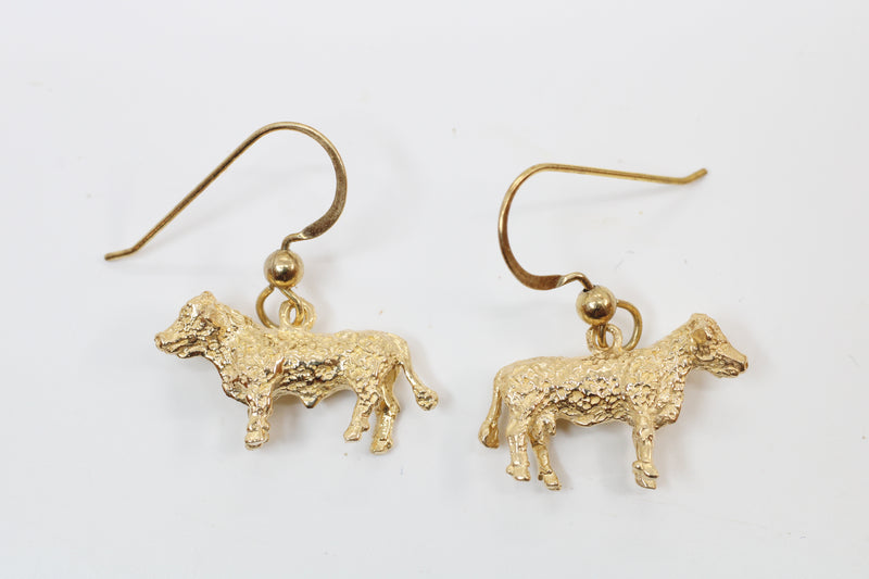 Prize Hereford Steer Earrings for her in 14kt Gold Vermeil